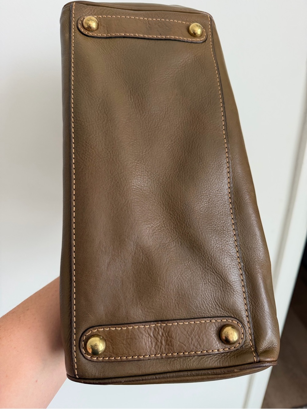 Banana Republic Classic Brown Leather Satchel Handbag - Picture 8 of 16